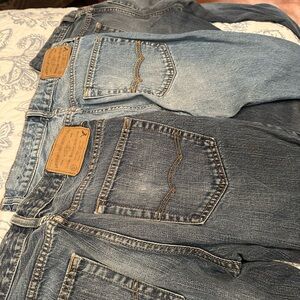 3pair American Eagle Outfitters Light to Mid Blue Straight Jeans Duo